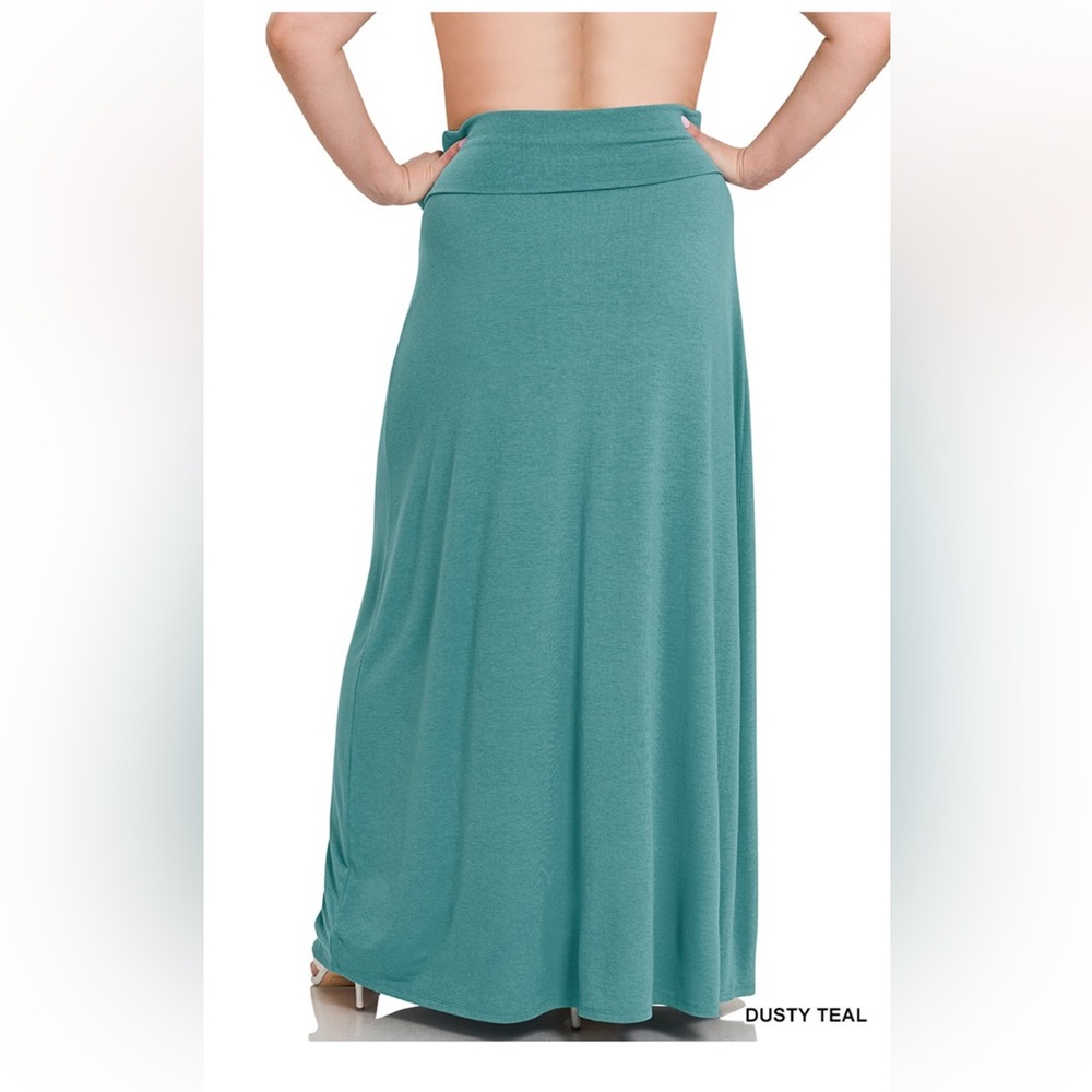 NWT! Plus Rust RELAXED FIT MAXI SKIRT WITH FOLDABLE WAISTBAND - Picture 3 of 3